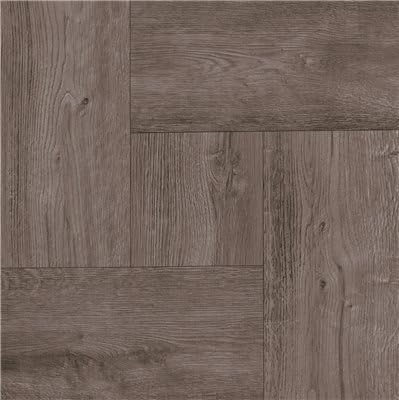 Grey Wood Parquet Self-Adhesive Plank-Style Tiles - 12" x 12" Waterproof